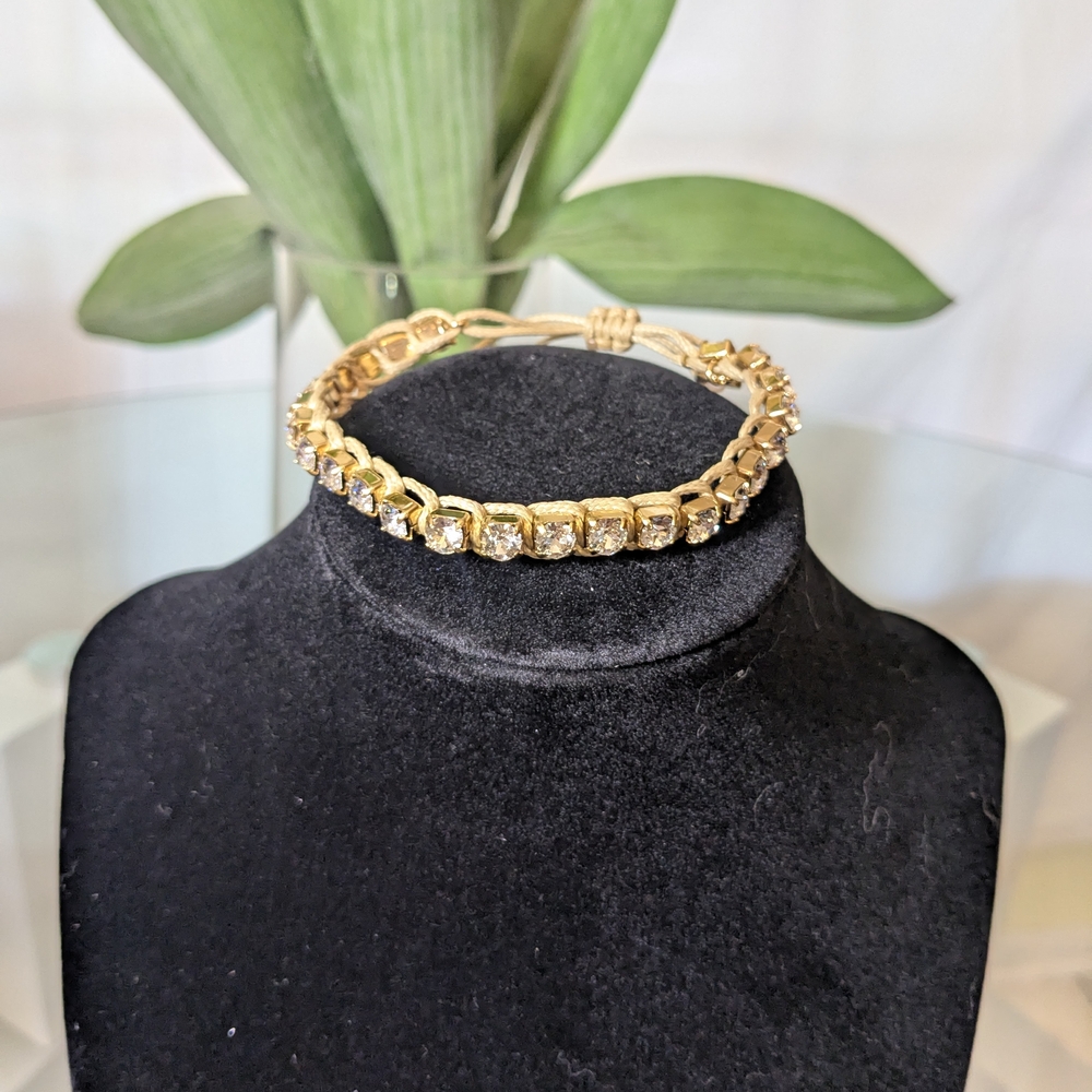 Tory Burch Swarovski Crystal And Macrame Friendship Bracelet